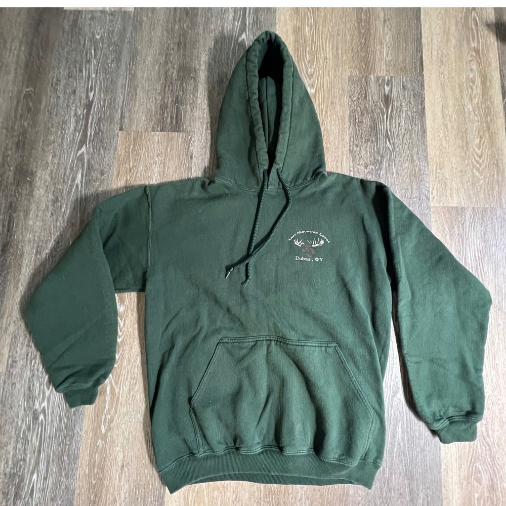 Gildan Hoodie Mens Medium Green Lava Mountain Lodge Wyoming Souvenir Graphic